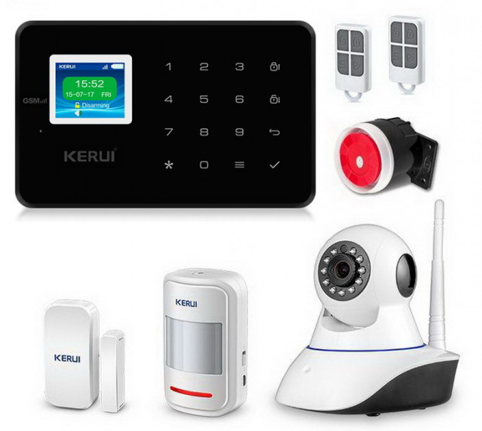 Комплект сигналізації Kerui alarm G18 з Wi-Fi IP камерою чорна! Гарантія 24 місяці!