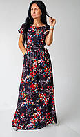 Длинный модный летний сарафан в пол , оригинальное интересное платье в цветочный принт.