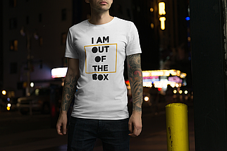 "Я з коробки" футболка з оригінальним принтом " Iam out of the box ", фото 2