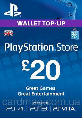 Подарункова карта Playstation Network поповнення гаманця на суму £20 GBP, UK-регіон, фото 1