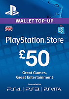 Подарункова карта Playstation Network поповнення гаманця на суму £50 GBP, UK-регіон