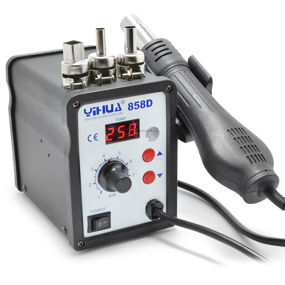 Паяльна станція Yihua 858D термофен для паяння 700W паяння SMD, BGA, QFP, металевий корпус