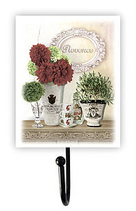 Дерев'яна декоративна вішалка/гачок Букет жоржин 8х10 см прв011г