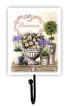 Дерев'яна декоративна вішалка/гачок "Прованс" - "Букет троянд" 8 10 см