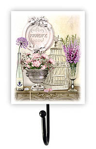 Дерев'яна декоративна вішалка/гачок Букет дельфініумів 8х10 см прв031г