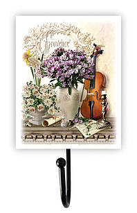 Дерев'яна декоративна вішалка/гачок Скрипка 8х10 см прв061г