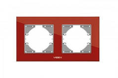 Рамка червоне скло 2 посту горизонтальна Videx Binera VF-BNFRG2H-RD