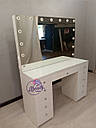 Стіл для візажиста Кристал з МДФ фасадами, гримерный стіл з високим дзеркалом, колір - білий, фото 2