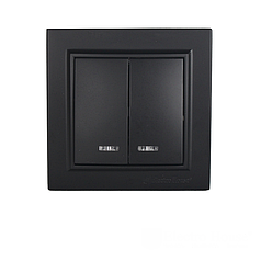 Вимикач ElectroHouse Enzo з підсвічуванням графіт 2кл EH-2184-PG