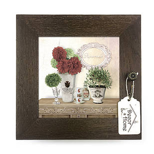 Дерев'яна декоративна ключниця  Букет жоржин 23х23 см прк01к Тур-Колекшн