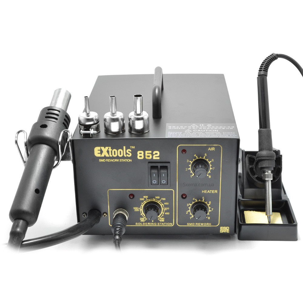 Паяльна станція Extools 852 компресорна фен + паяльник, метал корпус