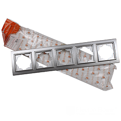 Рамка 5 постів ElectroHouse Enzo срібло EH-2204-ST