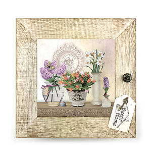 Дерев'яна декоративна ключниця  Букет тюльпанів 23х23 см прк04б