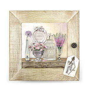 Дерев'яна декоративна ключниця  Букет дельфініумів 23х23 см прк03б