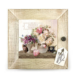 Дерев'яна декоративна ключниця  Букет піон 23х23 см прк05б