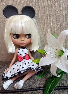 Шарнірна лялька Блайз ICY doll MiKi смаглява блондинка каре + 10 пар пензлів, одяг, вушка та взуття в подарунок