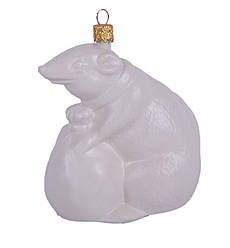 Пластикова іграшка на ялинку "Пацюк з мішком" 14*8,5 см.