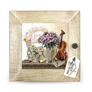 Дерев'яна декоративна ключниця  Скрипка 23х23 см прк06б