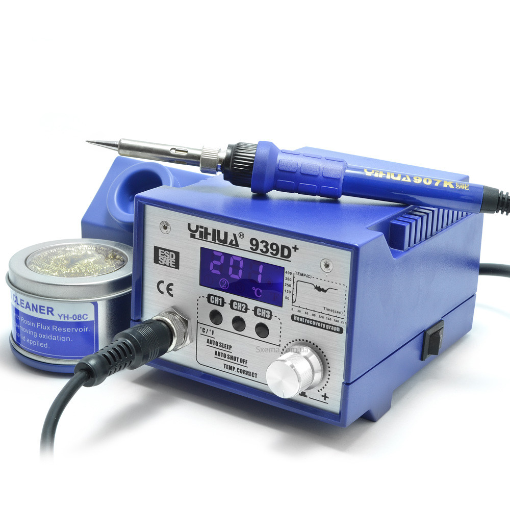 Паяльна станція YIHUA 939D+ паяльник із цифровою індикацією й аналоговим регулятором, фото 1