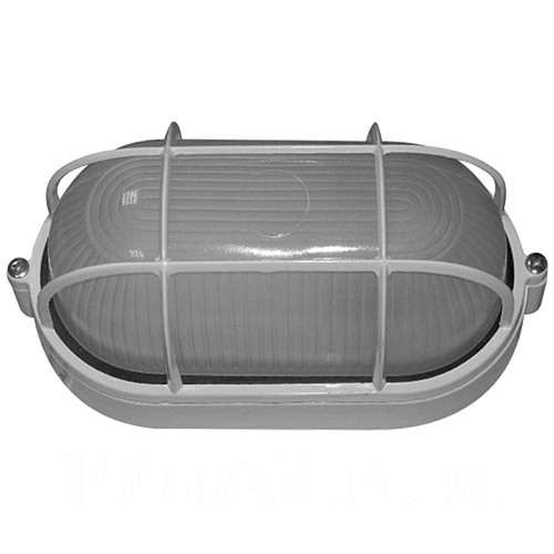 Світильник лазня-сауна НББ 100вт IP54 Овал з гратами E27 Білий ST296-1