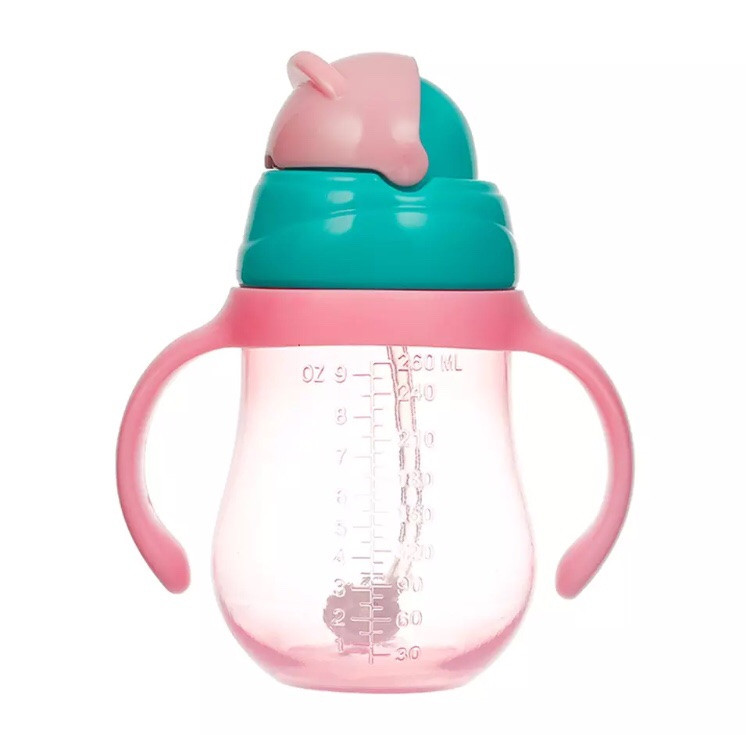 Поїльник непроливайка 260-ML з силіконовою трубочкою 260 мл Рожевий, фото 1