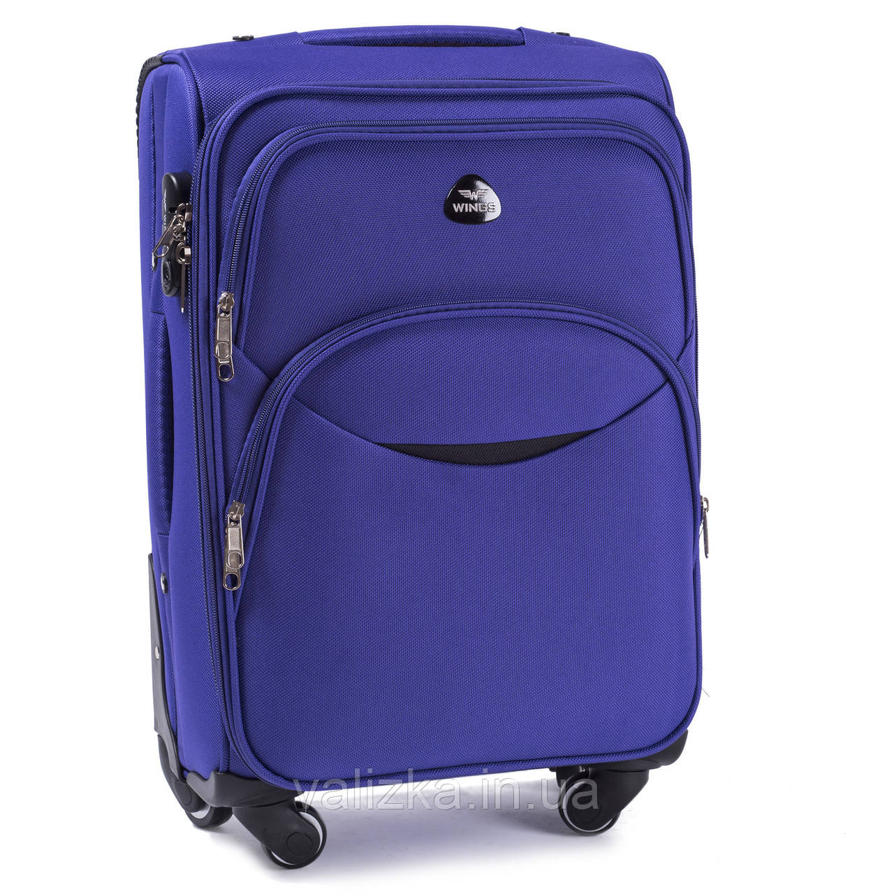 Тканинний маленький чемодан для ручної поклажі на 4-х колесах Wings 1708 фіолетового кольору