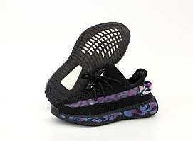Кросівки Adidas Yeezy Boost 350 V2 Black Blue Camo Reflective (Жіночі Адідас Ізі Буст чорні з синім хакі)