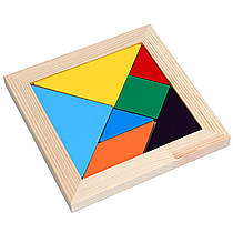 Дерев'яний танграм KomarovToys, 7 фігур, розмір 16 см х 16 см, від 3 років
