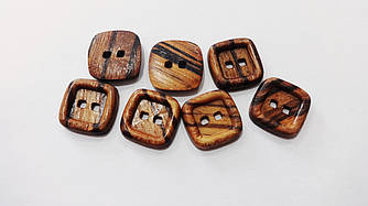 Ґудзики квадратні 17 мм дерев'яні 2 удари