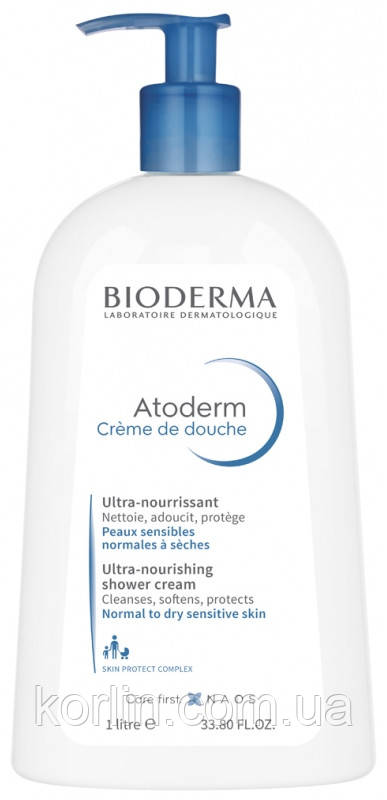 Bioderma Atoderm Ultra-Nourishing Shower Cream Поживний крем для душа 1 літр ФРАНЦІЯ