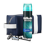 Подарунковий Набір Gillette Mach3 (Бритва Gillette Mach3 + касета + Гель + косметичка) 8271, фото 2