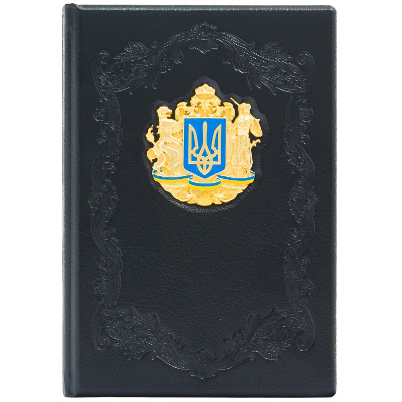 Щоденник А5 формату в шкіряній палітурці "Тризуб"