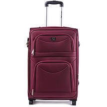 Комплект текстильних валіз на 2-х колесах Wings 6802-2 з розширювачем, червоного кольору, фото 2