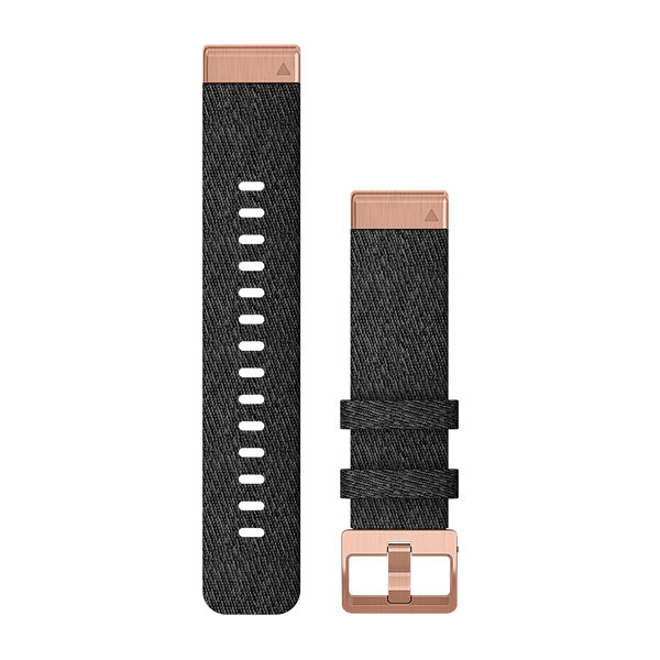 Тканинний ремінець Garmin QuickFit 20 для Fenix 6S, Fenix 5S Plus, Fenix 5S, чорний / рожеве золото