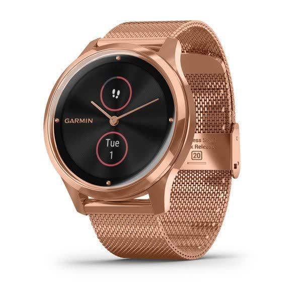 Смарт-годинник Garmin Vivomove Luxe рожеве золото 18K PVD з ремінцем "меланська петля"