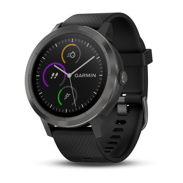 Смарт-годинник Garmin Vivoactive 3 чорний, з чорним ремінцем силіконовим