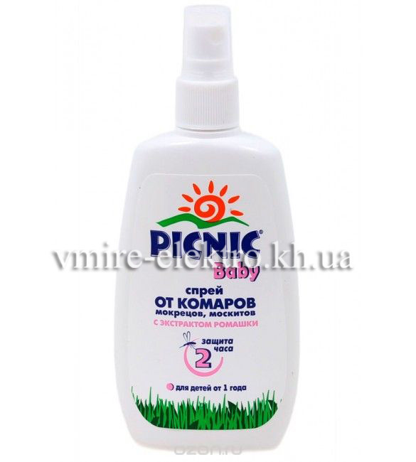 Picnic Baby дитячий спрей від комарів, москітів, мокрєцов 2 години 100 мл