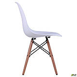 Пластиковий стілець білий Тауер-Вуд 82х46х42 см обідній дерев'яні ніжки Лофт, фото 6