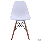 Пластиковий стілець білий Тауер-Вуд 82х46х42 см обідній дерев'яні ніжки Лофт, фото 7