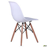 Пластиковий стілець білий Тауер-Вуд 82х46х42 см обідній дерев'яні ніжки Лофт, фото 5