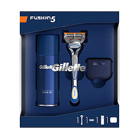 Подарунковий набір Gillette Fusion (верстат + 1 касета + гель для гоління 75мл + Футляр для касети) 8260