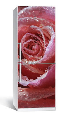 65х200 см Вінілова наклейка на холодильник, декор холодильника плівкою, плівка самоклейка Ніжна троянда