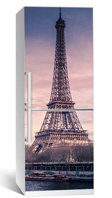 65х200 см Вінілова наклейка на холодильник, декор холодильника плівкою, плівка самоклейка Річка в Парижі