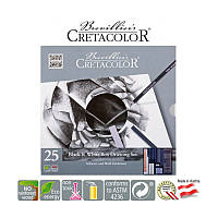 Набор художественный Cretacolor BLACK&WHITE для графики 25 предметов в металлическом пенале (9014400252816)