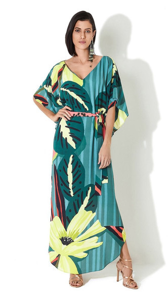 Туніка жіноча пляжна яскрава з абстрактним принтом, великий розмір, віскоза, фото 1