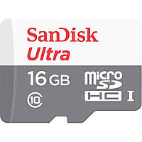 Картка пам'яті micro SDHC 16Gb SanDisk Ultra UHS-I 80MB/s (SDSQUNS-016G-GN3MN), Class 10 (C10)