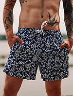 Плавательные шорты мужские летние стильные модные синие с принтом Штурвал