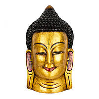Маска Непальская Настенная Интерьерная Будда Цельный массив дерева 52х28,5х14 см Желтый (25274)