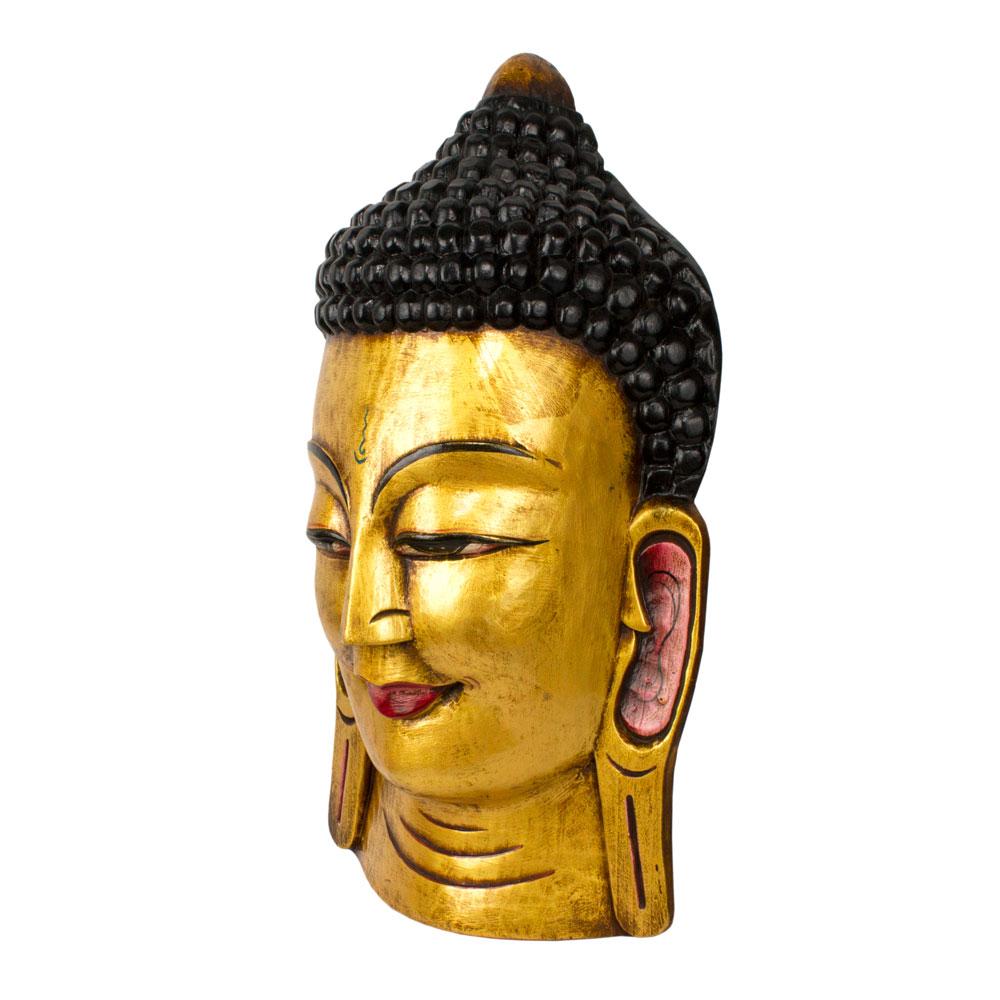 Маска Непальская Настенная Интерьерная Будда Цельный массив дерева 52х28,5х14 см Желтый (25274) - фото 2 - id-p1204776143