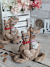 Коти "Солодка парочка", котики кава, какао, кориця, 17*17,5 см